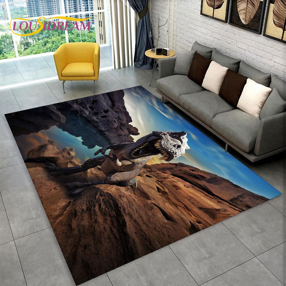 3D Visual Illusion Dinosaur Area Rug,Carpet Rug for Home Living Room Bedroom Sofa Playroom Doormat Decor,Kid Non-slip Floor Mats
