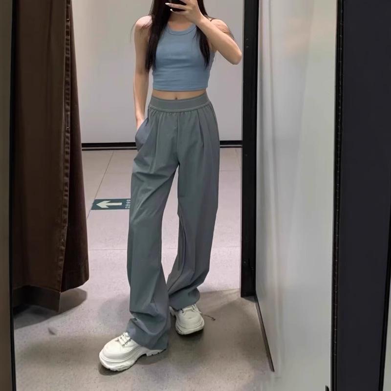 Женские спортивные брюки с высокой талией и широкими штанинами - Повседневные, для улицы, в западном стиле