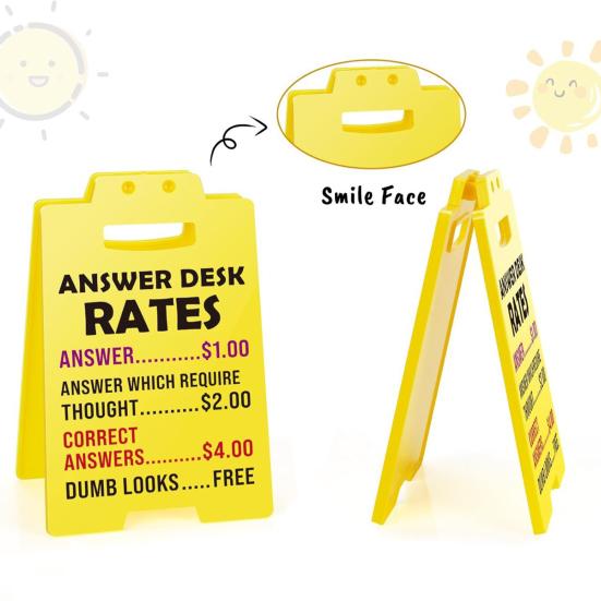 4Pcs Funny Office Desk Signs Vibrant Color High Strength Answer Desk Rates Funny Desk Signs White Elephant Gifts