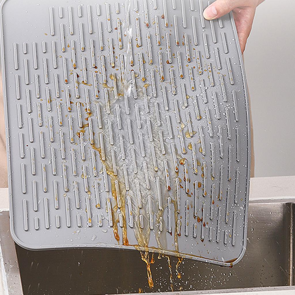 Пищевой силиконовый коврик для сушки раковины, компактный силиконовый коврик-сушилка для кухонной посуды и кухонных инструментов