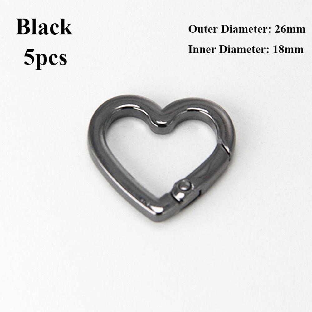 5pcs Black Gold Silver Carabiner Heart Snap Clasp Clip Push Trigger Purses Handbags Buckles