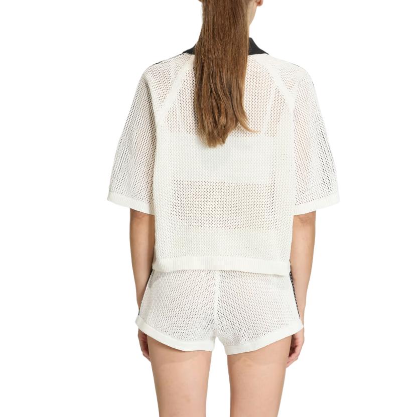 Adidas Оригинальные Свободные Классические Вязаные Крючком Поло с Коротким Рукавом Женские Топы KC6490