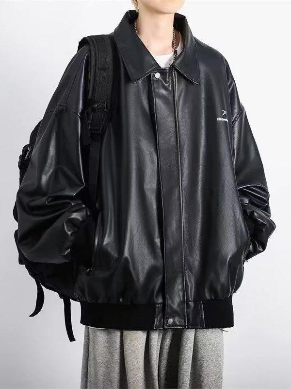 Модная мужская кожаная мотоциклетная куртка в гонконгском стиле для осени и зимы