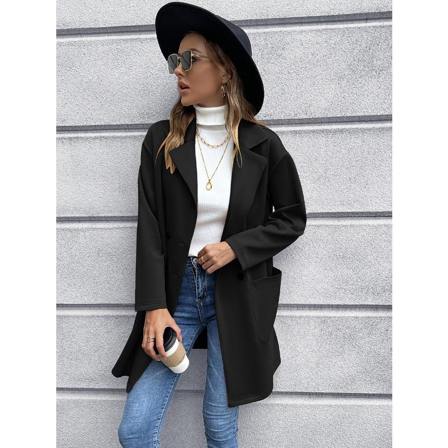 Женский осенне-зимний кардиган средней длины, пальто, двубортный трикотажный пиджак для женщин