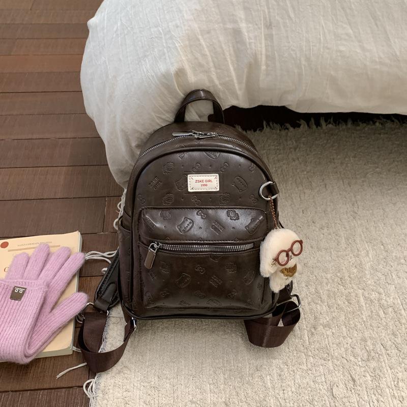 Простой ретро рюкзак с тиснением 2025 новая осенне-зимняя модная универсальная женская студенческая сумка для учебы и работы, маленькая сумка