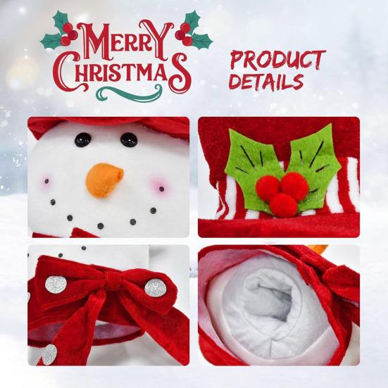 Плюшевый Топпер на Елку Снеговик Рождественское Украшение из Ткани с Праздничной Шляпой Мягкий Сезонный Акцент для Праздничного Дома и Декора для Вечеринки