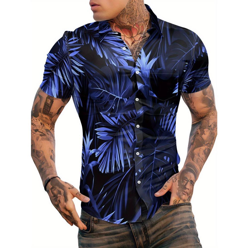 Гавайская мужская летняя пляжная свободная повседневная рубашка на пуговицах с короткими рукавами для тропического отпуска с карманами пляжная рубашка