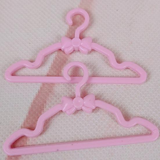 20 Pcs Dollhouse Hangers Reusable Multifunctional Plastic Pink Miniature Clothes Rack for Doll