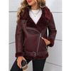 Women Winter Faux Fur Leather Jacket Lady Casual Thick Warm Coat Motorcycle Outwear