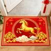 New Year Horse Doormat 2026 Year of The Horse Floor Mat Red Chinese Style Absorbent Anti-Slip Rug for Home Entrance Kitchen Spring Festival Decor