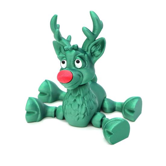 Фигурка оленя с красным носом, подвижный рождественский олень, коллекционный олень с гибкими суставами, праздничное украшение, подарок к празднику