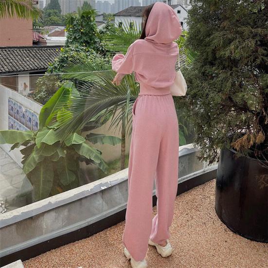 2 шт./компл. женское пальто и брюки комплект двойной молнии с длинными рукавами кардиган с капюшоном мягкий термостойкий повседневный эластичный пояс