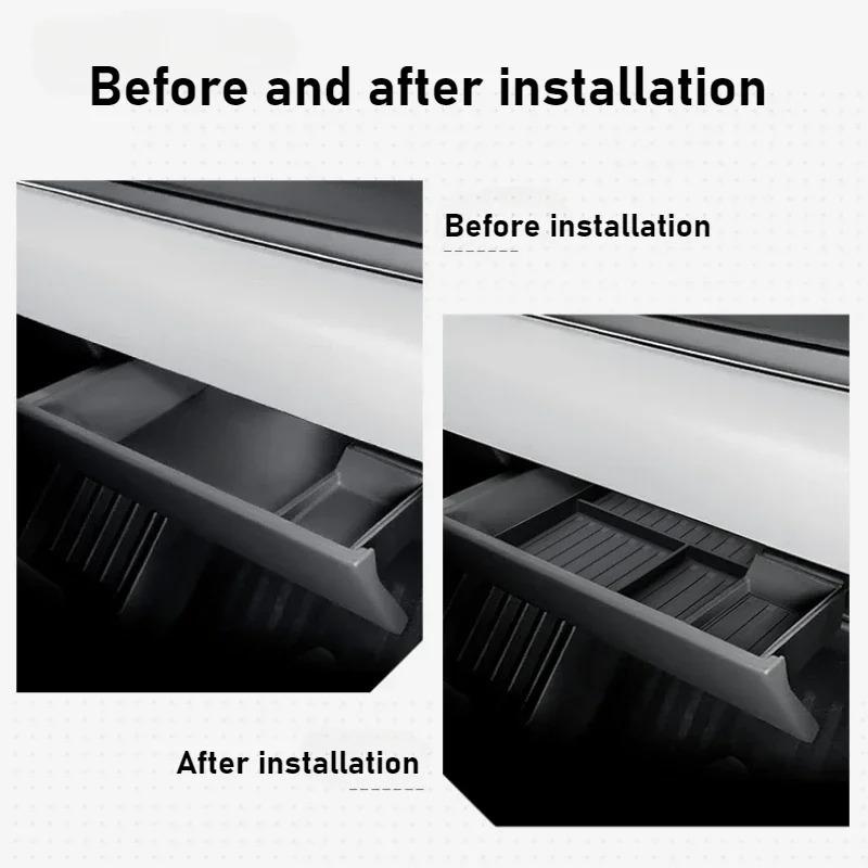For Tesla Cybertruck 2024 Glove Box Storage Boxes Pickup Truck Tray Organizer Case Container Plates TPE Interior Car Accessories