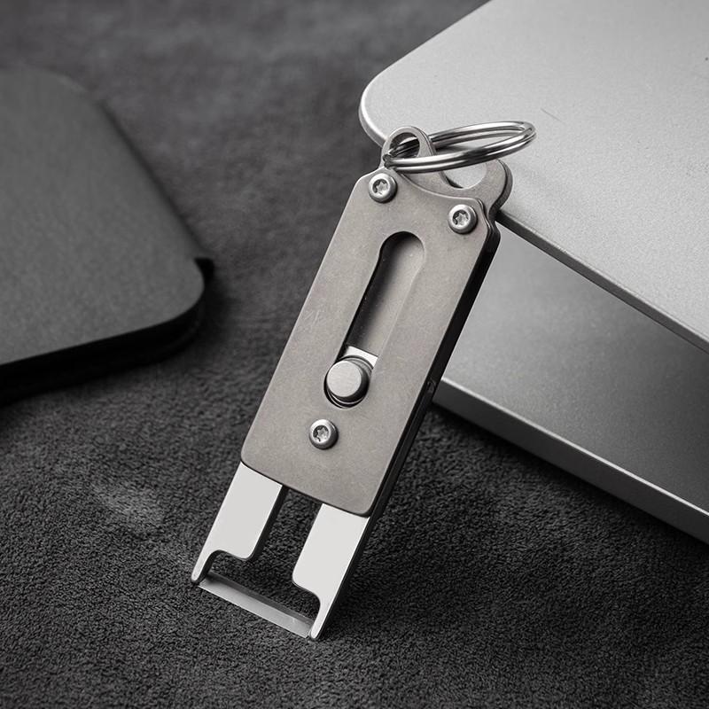 Mini Titanium Alloy Small Planing Knife Bottle Opener Portable Key Chain Pendant Outdoor Camping Multifunctional Tool Melon Peel