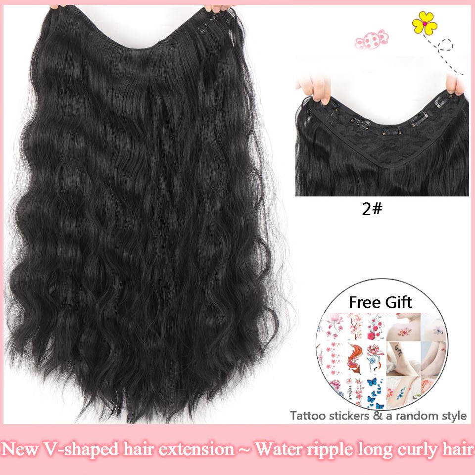 5 зажимов V тип накладные волосы синтетические наращивание волос вьющиеся термостойкие волосы