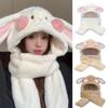 Теплая шапка с ушами кролика Мягкие плюшевые перчатки кролика Мультяшный шарф с румянами кролика Зима