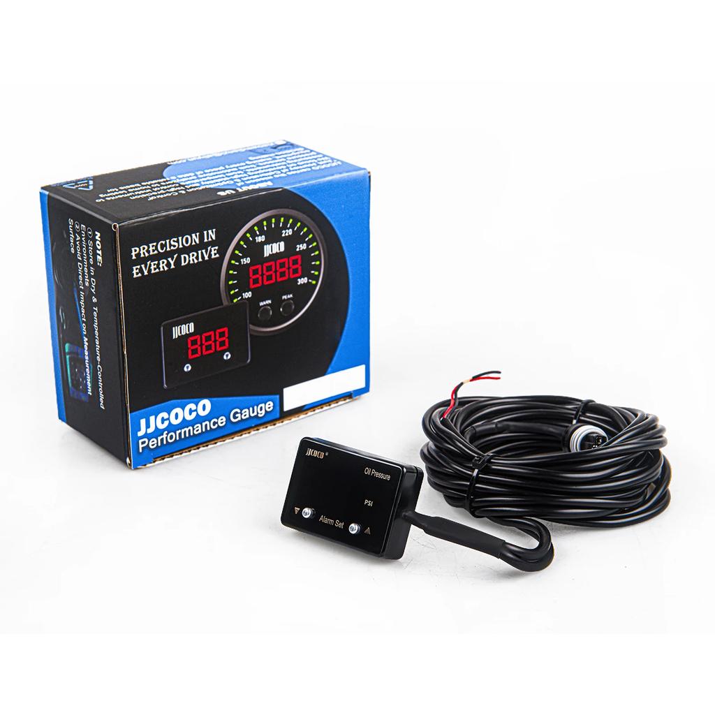 JJCOCO 12V Digital Display Oil Pressure Gauge 1/8 npt electric temperature sensor with alarm