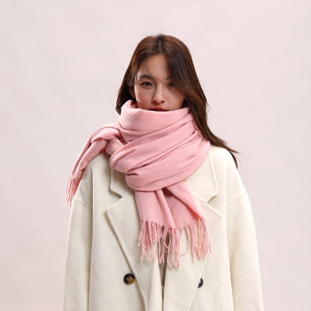 Tassel Imitation Cashmere Scarf Korean Style Women Shawl Simple Winter Neckerchief Autumn