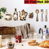 7Pcs Rustic Distressed Floral Coffee Element Wall Plaques Dining Room Wall Decor Set  Thanksgiving