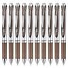 Pentel Gel Ink Energel Knock Ballpoint Silver 10 Pens Pen, 0.7mm, Barrel, BL77-SP, Sepia,
