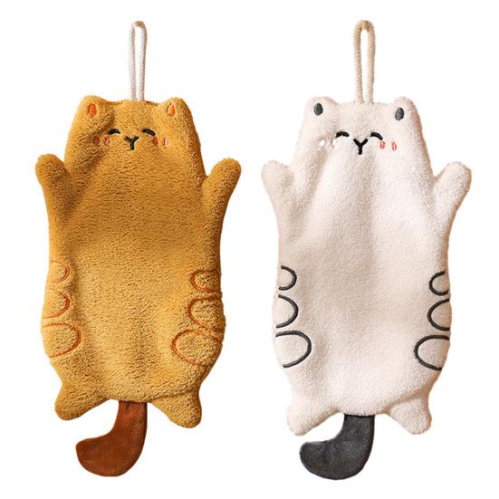 Полотенце для рук, супер впитывающее, быстросохнущее, очень мягкое, в форме кота с рисунком, подвесное полотенце, аксессуары для ванной комнаты