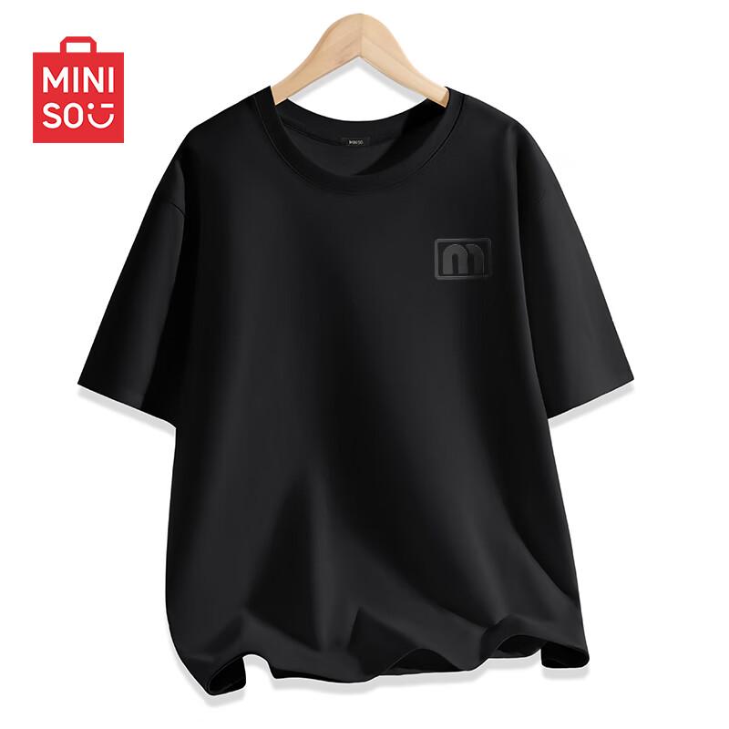 MINISO Мужская футболка с коротким рукавом, свободного кроя, из чистого хлопка