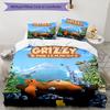 3pcs Grizzy The Lemmings1 Design Cover Set - HD Printed Bedding with 1 Cover and 2 Pillowcases - Perfect for Home and Dorm Decor