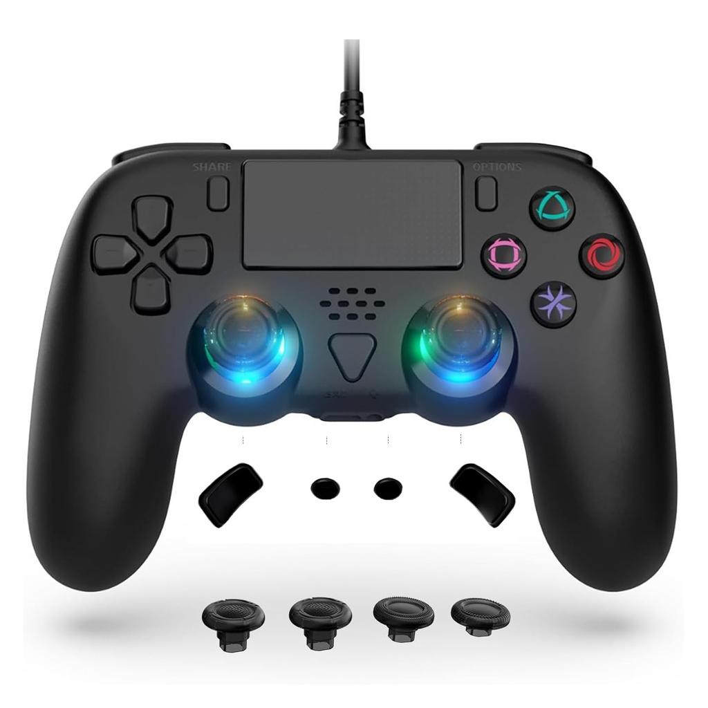 Wired Controller Compatible with PS 5 5 Wired Controller with Advanced Reverse Button with Fingers 2 2 Mid 5/PS Pro/PS Slim/PC - Built-in