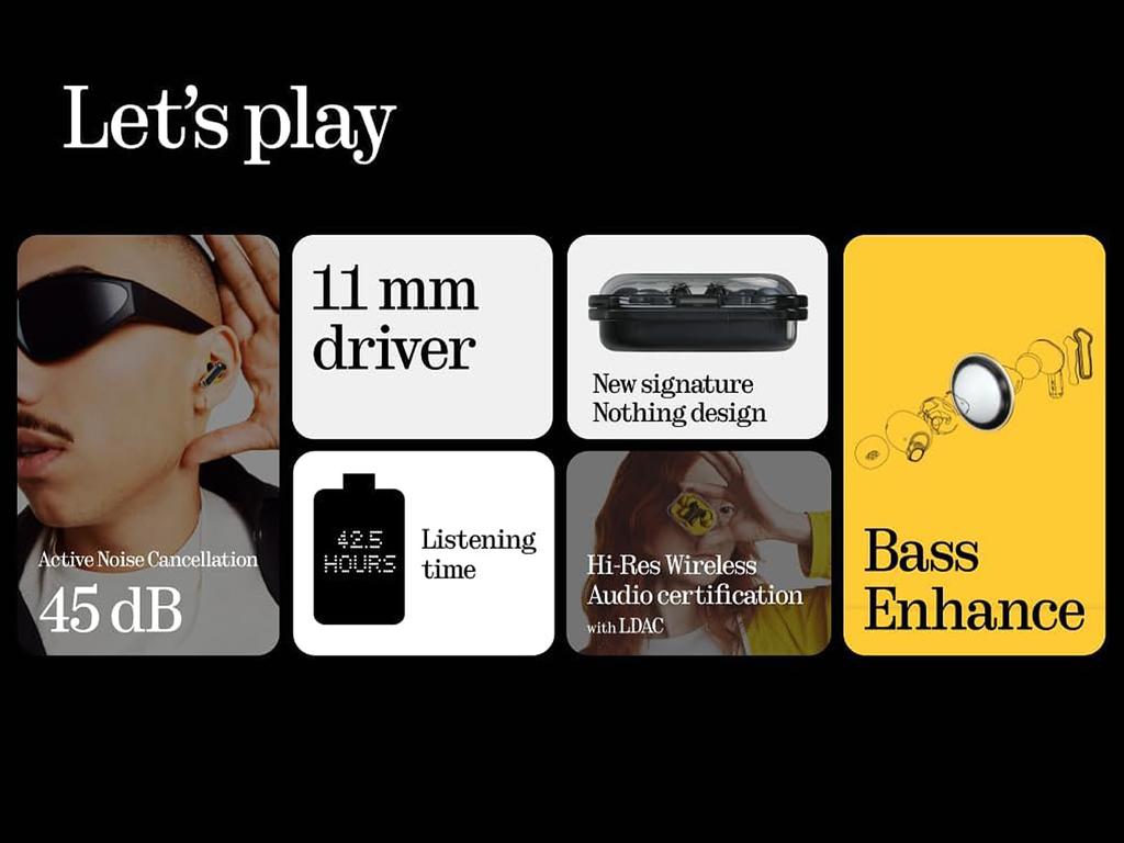 Nothing Наушники НИЧЕГО Ухо () Шумоподавление/совместимость с ChatGPT/Bluetooth/совместимость с высоким разрешением (желтый), S