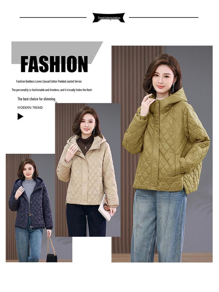 Women's 2024 Lightweight Petite Quilted Cotton Coat - Autumn/Winter Fashion