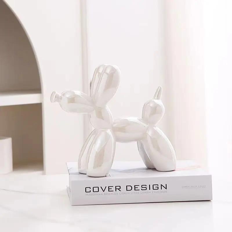 11cm Creative Balloon Dog Abstract Ceramic Ornament Sculpture Study Room Statue Home Office Accessories Decoration Gift