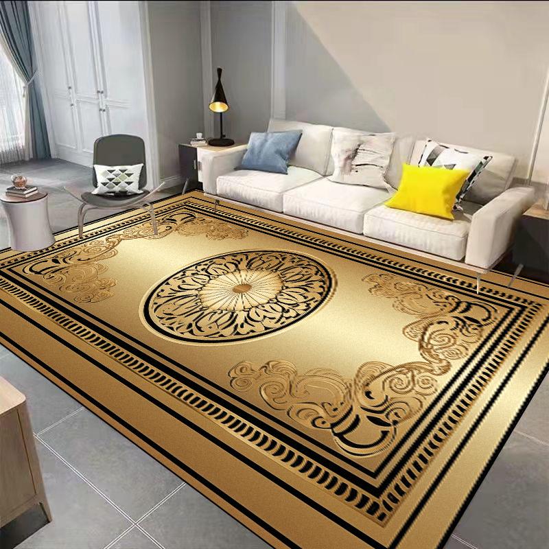 Золотой Декор Ковер для Гостиной Роскошный Холл Отеля Зона Дивана Нескользящий Коврик для Пола Дом Спальня Гардеробная Прихожая Декоративный Ковер