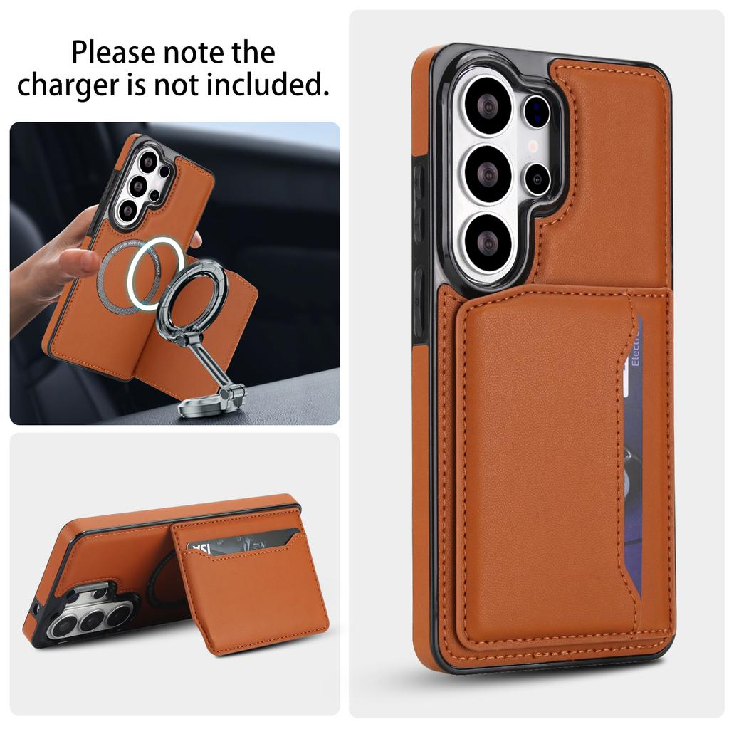 Magnetic Charging Phone Case for Samsung Galaxy S26 Ultra S25 Edge S24 Plus S23 Fe S22 A56 A37 A36 A57 Leather Card Holder Cover