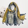 Hot-selling Spring and Summer New Beard-hanging Tassel Scarf Female Exotic Shawl Travel Wear Yellow-green Sunscreen
