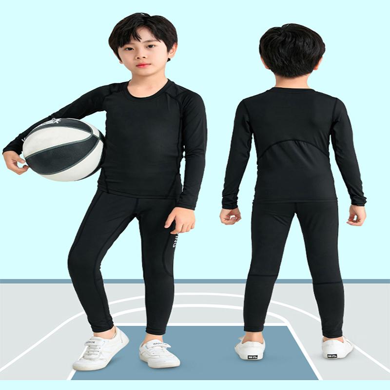 Boys Compression Tights Sets Running Training Fitness Sports Breathable Quick Drying Long Sleeve T-shirt