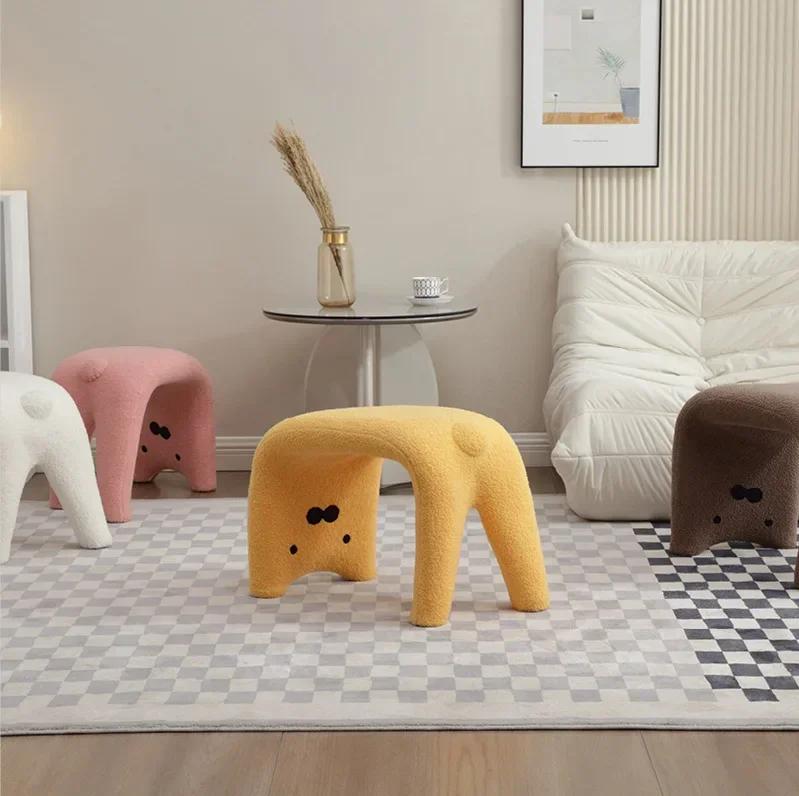 Портативный табурет в форме кошки, туалетный стул, легкий, роскошный, для дома, прихожая, табуреты для обуви, мебель для гостиной из овечьей ткани