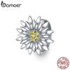 BAMOER из стерлингового серебра 925 пробы с блестящим цирконием и цветением подсолнуха, подходят для браслетов диаметром 3 мм