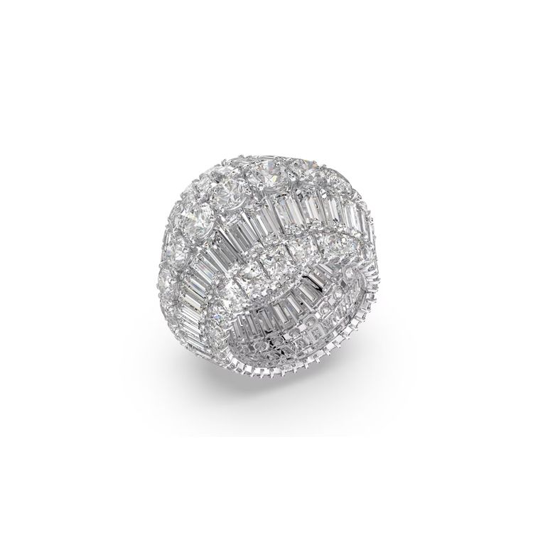 Swarovski Hyperbola Fashionable Versatile Trendy Rhodium Plated Zirconia Ring Women rings White 5598341