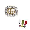Gucci Двойной G Сквозной Дизайн Кристалл Металл Брошь Унисекс аксессуары 506171-J1D50-8062
