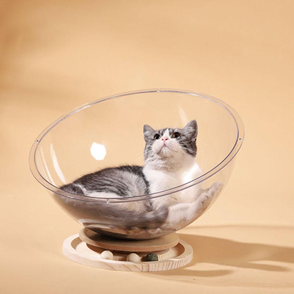Transparnt Space Capsule Cat Bed Round Cat Toys Good Load Bearing Cat Sleeping Nest Kitten