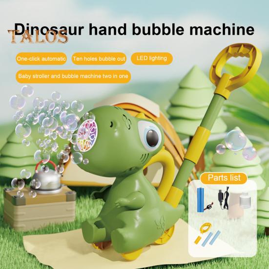 Dinosaur Bubble Machine for Kids Rechargeable Bubble Maker with Lights Portable Outdoor Toys for Toddlers 3-6 Year Old Boys Girls