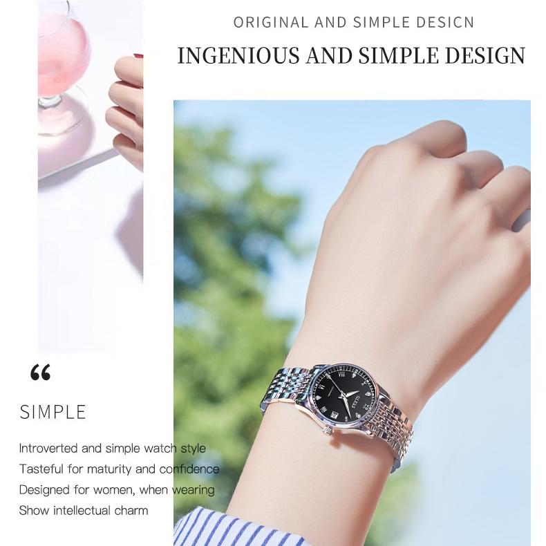 OLEVS Брендовая модная тенденция, повседневная пара механических выражений, часы для мужчин и женщин