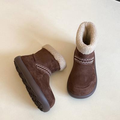 Женские зимние ботинки на толстой подошве с круглым носком в стиле ретро, новинка 2025 года, бархатные теплые короткие ботинки-буханки