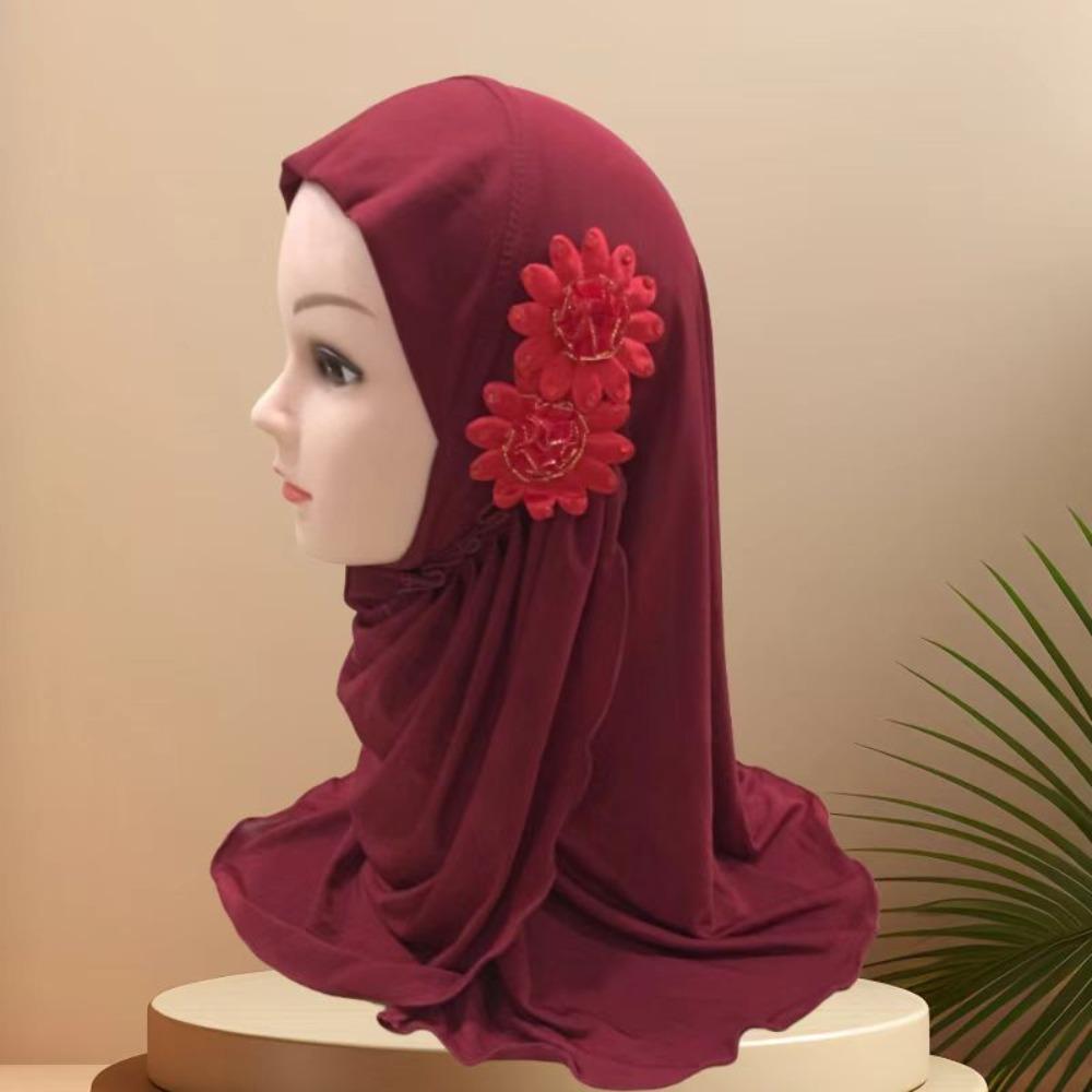 Эластичные детские хиджабы 50 см Исламские шарфы шали Девочки Мусульманский хиджаб Молитвенная шапочка Для девочек от 2 до 7 лет