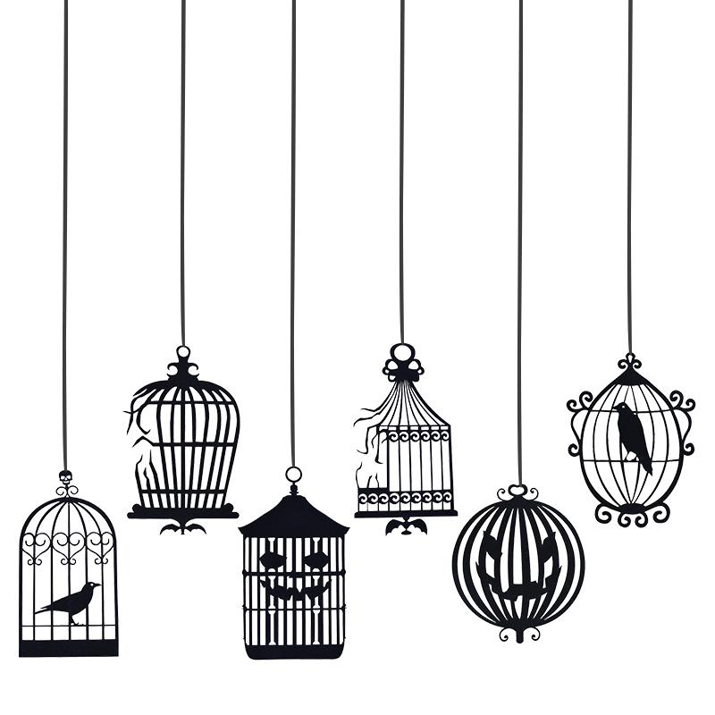 Хэллоуин Черный Ворон Подвесной Баннер Гирлянда Птичья Клетка Украшение Бумажный Кулон Для Вечеринки На Хэллоуин Домашнее Украшение Ужасный Реквизит