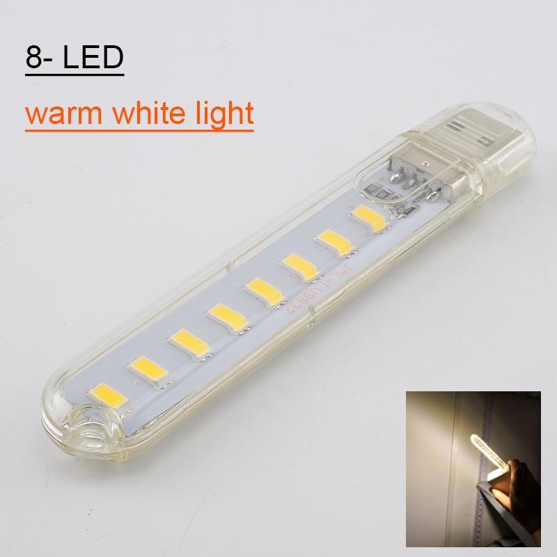 Portable Mini 3/8/24 LED 5V USB DC Warm White Lamp Book Reading Flashlight Night Light Lighting for Computer