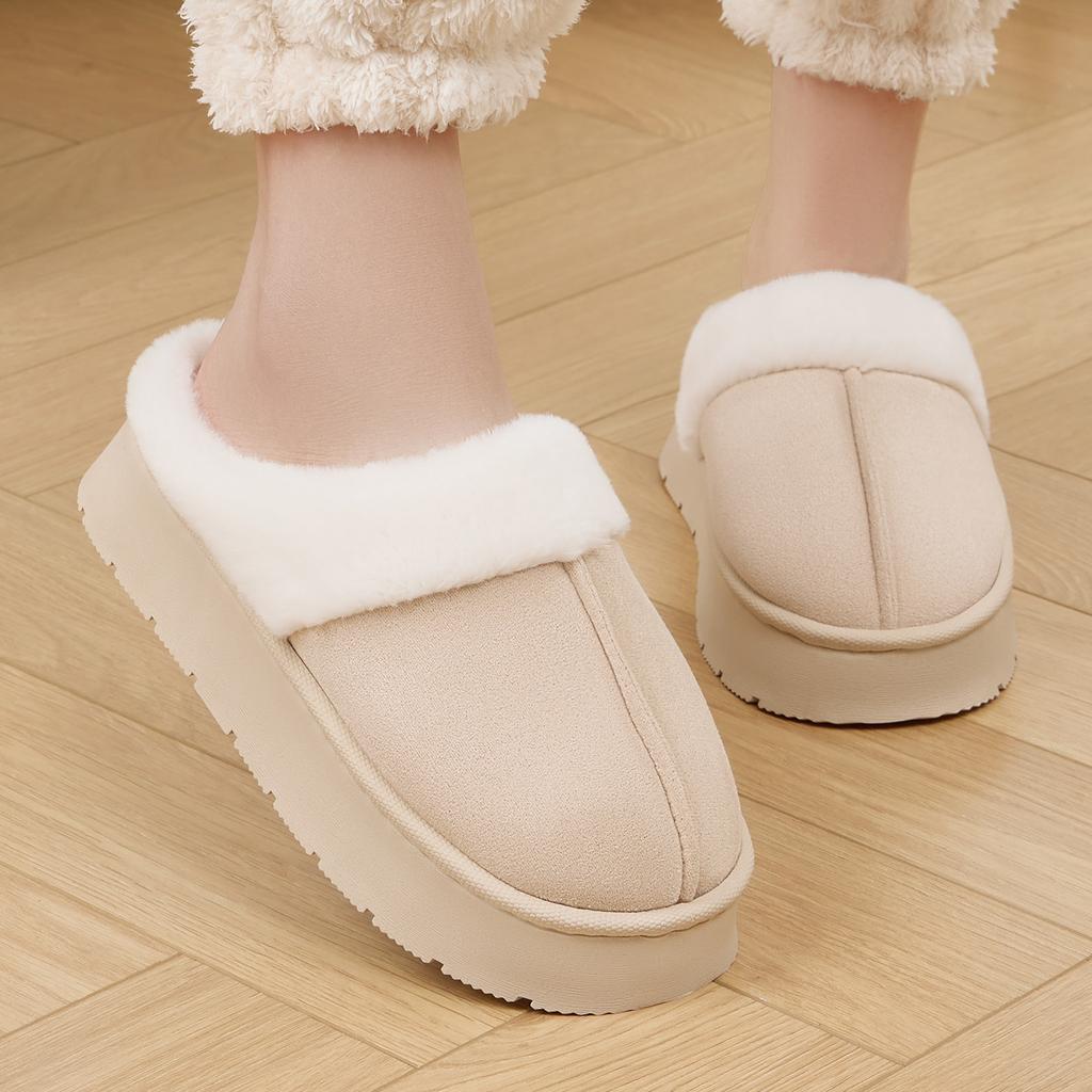 Platform Women Home Slippers Plush Warm Thick Bottom Slides Breathable Soft Non-slip Slippers Indoor Outdoor Men Casual Slippers
