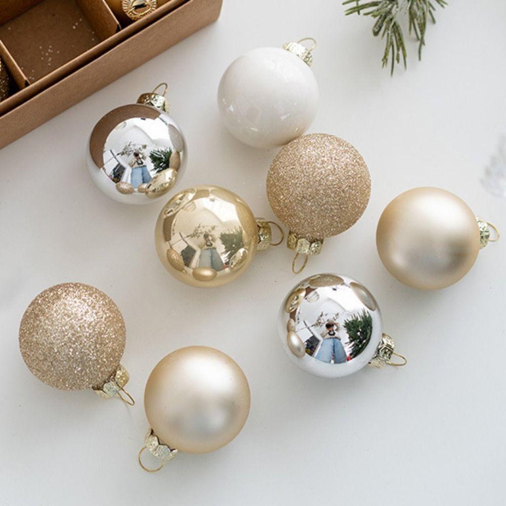 25Pcs/set Mini Glass Christmas Balls DIY Decorative Christmas Balls Pendant Handmade Xmas Tree Ornaments Accessories Gift
