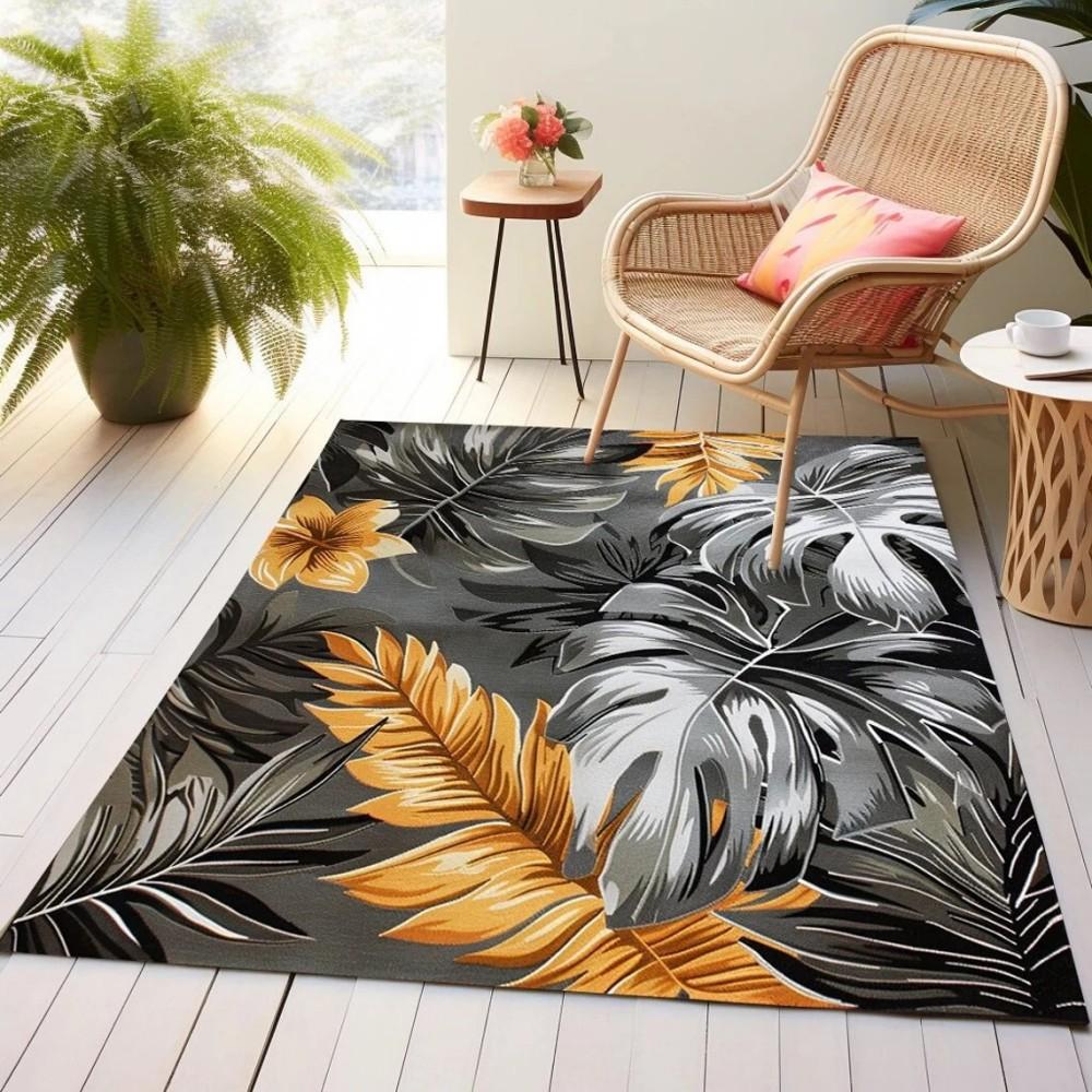 Tropical Floral Leave Print Area Rug for Home Living Room Bedroom Kitchen Soft Carpet for Kitchen Doormat Bedroom Home Office