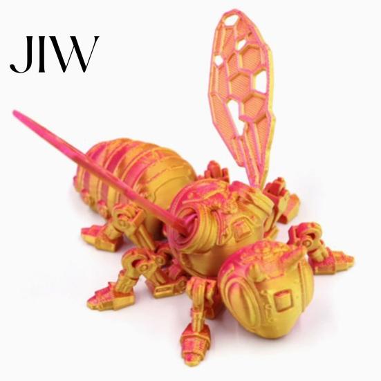Articulated Bee Toy 3D Printed Cyberpunk Figurine, Movable Joints Mechanical Hornet Ornament, Wasp Desk Decoration Fidget Toy, Stress Relief